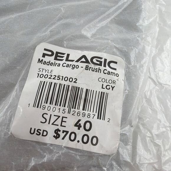 Pelagic Men's Light Gray Brush Camo Madeira Cargo  20" Hybrid Shorts Size 40 - Picture 3 of 13